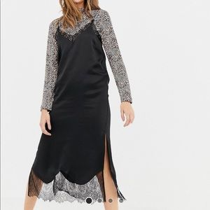 Stradivarius Satin Lace Slip Dress